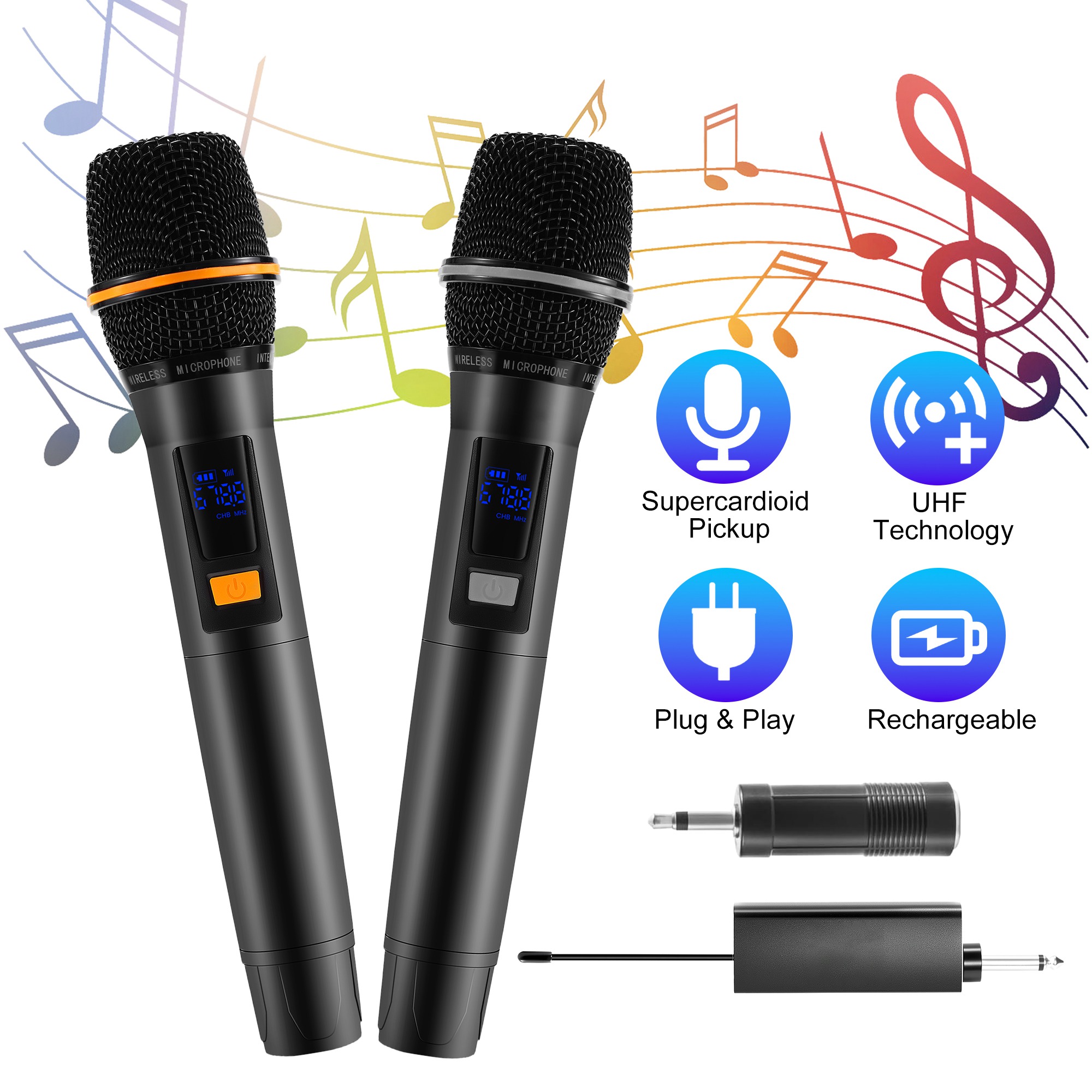 Dual UHF Rechargeable Wireless Mics