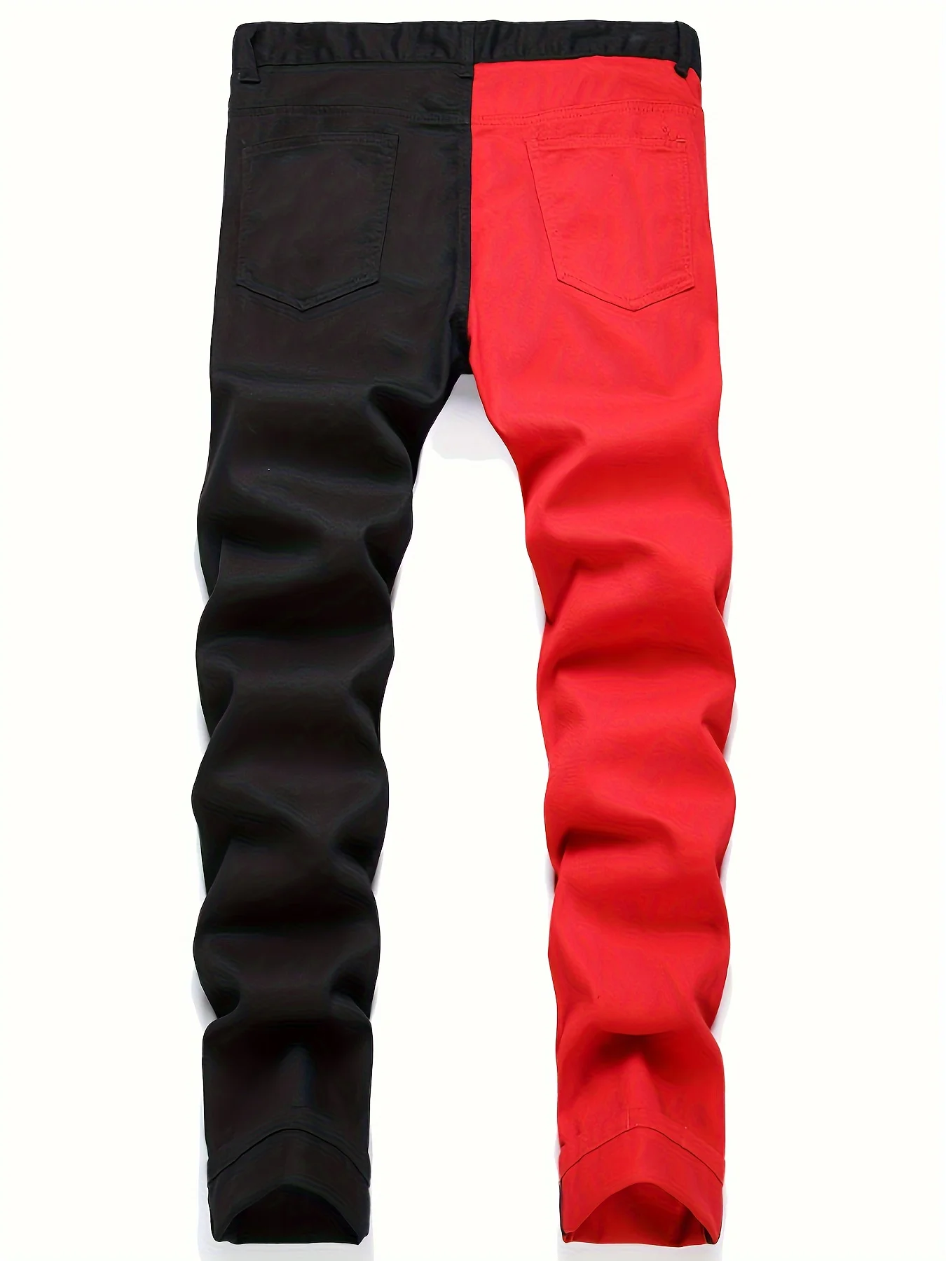 Men's spliced two tone trendy multi-color slim fit jeans alt