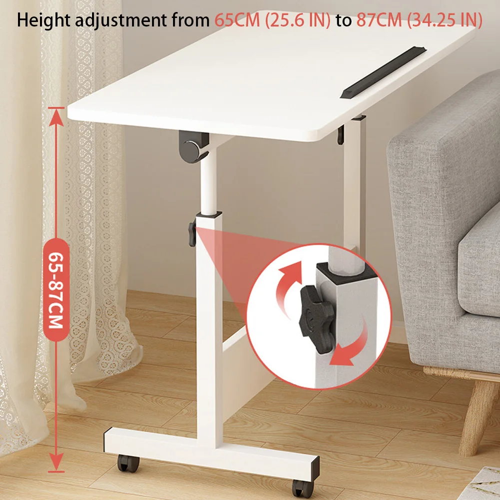 Small Standing Rable Adjustable Height Mobile Stand Up Desk With Wheels, Home Office Computer Workstations, 80x40cm Tabletop alt