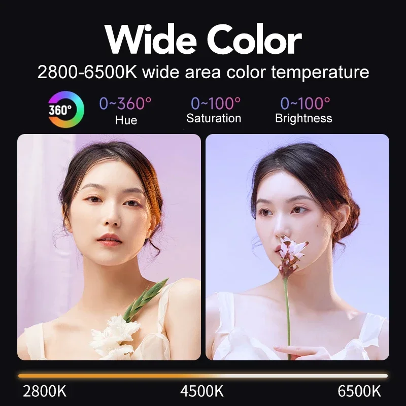 RGB Video Light Portable LED Photography Studio Light with 10000mAh Rechargeable for Vlog Streaming LIVE Photo Fill Lamp alt