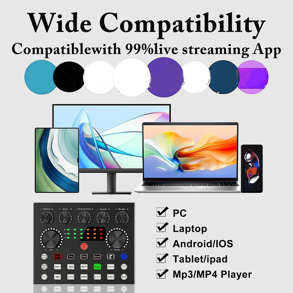 Podcast Equipment Bundle W/ BM800 Microphone V8 Sound Card for Streaming alt