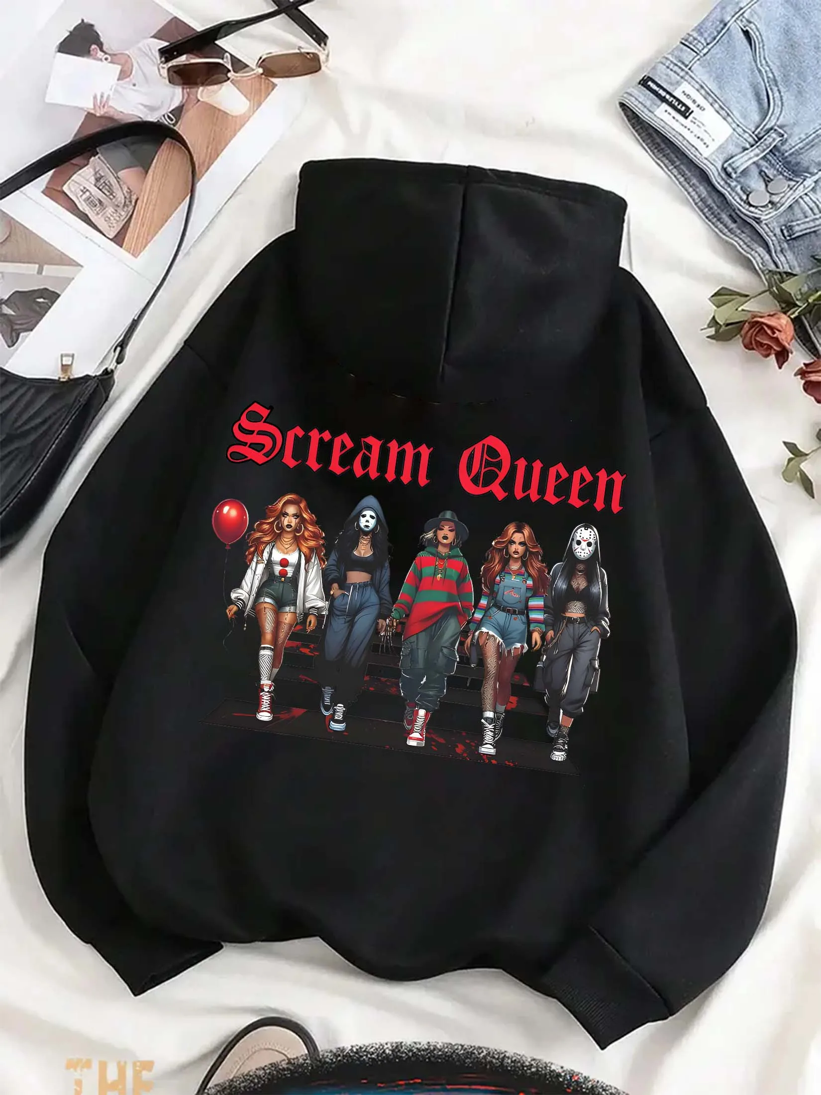 Men's 'Scream Queen' horror movie character pattern - comfortable, Halloween, horror, Back Printed Patterns, Men Hoodies